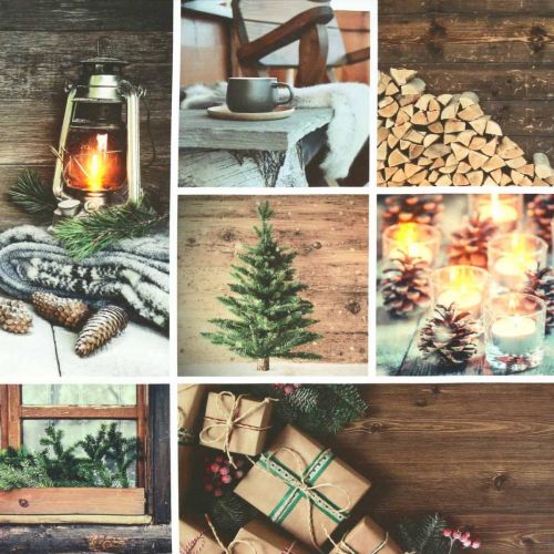 Floristik24 LED -veggmaleri Julebrun LED -dekorasjon 38 × 38cm For batteri