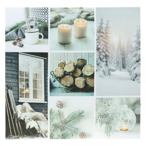 Floristik24 LED -veggmaleri Rustikk hvit 38 × 38cm For batteri