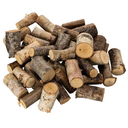 Dekorative bjørkevedbiter med bark til hobbyarbeid, 3 cm, 300 g