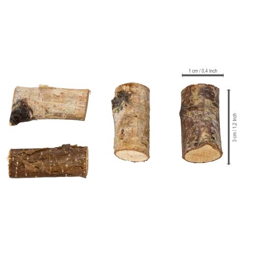Dekorative bjørkevedbiter med bark til hobbyarbeid, 3 cm, 300 g | Floristik24.no