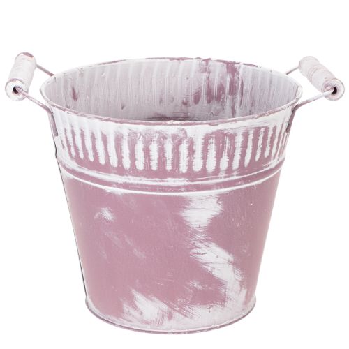 Bøtte i blikk, lilla og hvitvasket, Ø19 cm H17 cm, 1 stk. kjøpe | Floristik24.no
