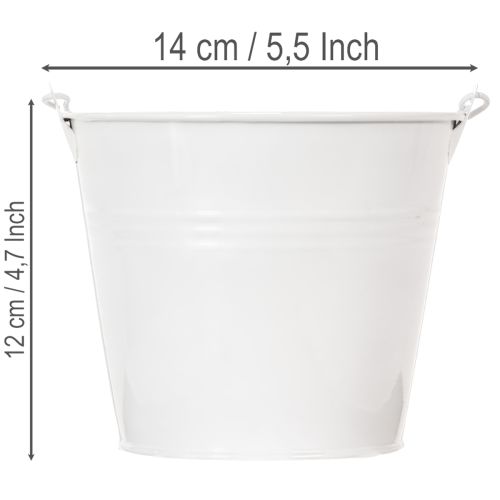 Hvite blikkbøtter Ø14cm H12cm 6 stk | Floristik24.no