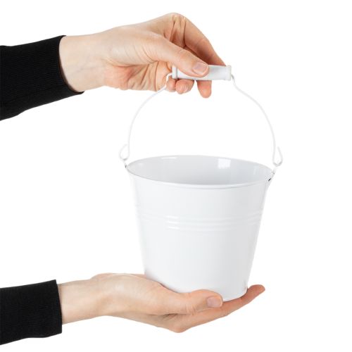 Hvite blikkbøtter Ø14cm H12cm 6 stk | Floristik24.no