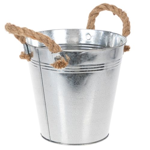 Blank metallbøtte med tauhåndtak, Ø18 cm | Floristik24.no