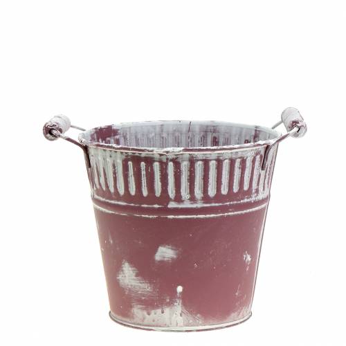 Blikkbøtte lilla hvit vasket Ø13cm H12cm 1 stk | Floristik24.no