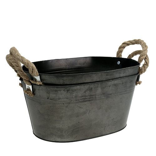 Floristik24 Blikkskål antikk oval 31 x 20cm H15cm 2stk