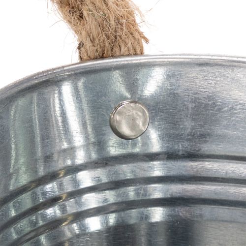 Metallskål med tauhåndtak, sølv, 22 cm høy, 10 cm høy | Floristik24.no
