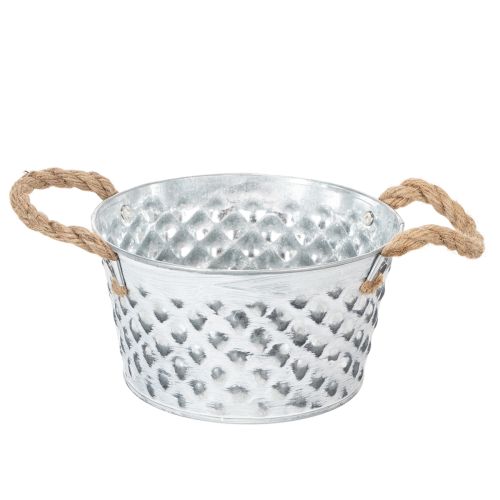 Metallbolle med tauhåndtak Ø18 cm H10 cm kjøpe | Floristik24.no