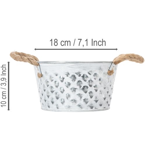 Metallbolle med tauhåndtak Ø18 cm H10 cm | Floristik24.no