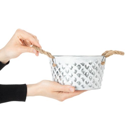 Metallbolle med tauhåndtak Ø18 cm H10 cm | Floristik24.no