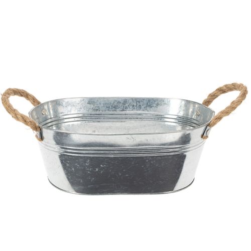 Oval blikkskål i sølv 30 cm x 17 cm x 10 cm kjøpe | Floristik24.no