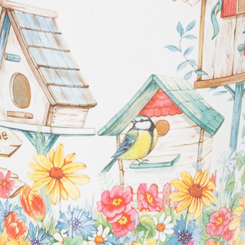 gjenstander Blikkpotte med fuglehus, sommerdekorasjon, blomsterkasse H14,5 cm Ø13,5 cm