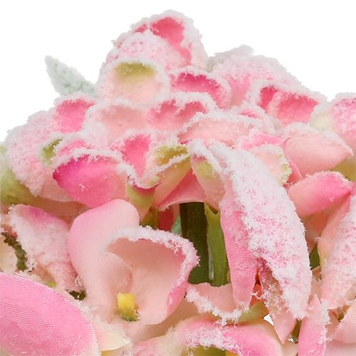gjenstander Hortensia rosa med snø 33cm 4 stk
