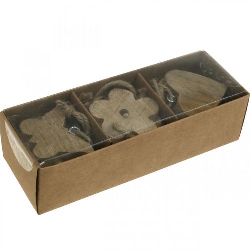 Floristik24 Treanheng, blomstersommerfuglhjerte, vårdekor naturlig H5,5/4cm 12 stk.