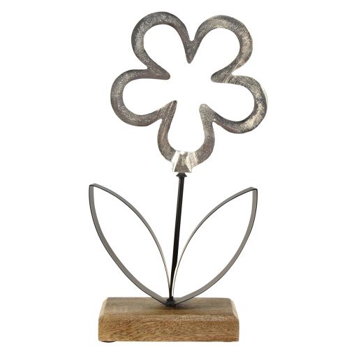 Floristik24 Blomster Metalldekor Sølv Svart Trebunn 15×30cm