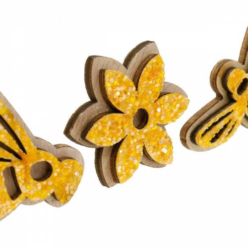 gjenstander Blomster og bier å drysse oransje tre dryss dekorasjon vår 36stk