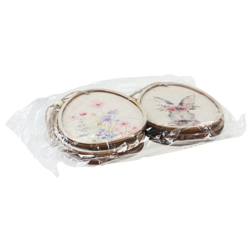 gjenstander Blomsterbilde kanin i egg Påskeegg dekorasjon tre 9,5×12cm 6 stk