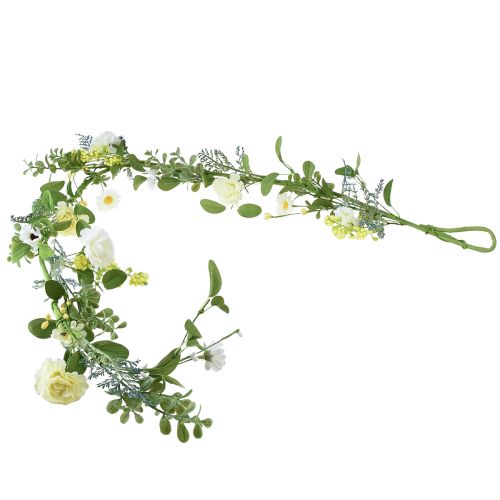 Kunstig blomsterkrans dekorativ krans kremgul hvit 125cm