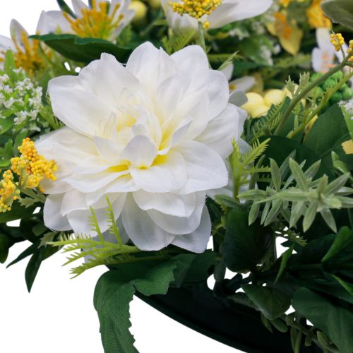 gjenstander Dørkrans veggdekor blomster georginer banksia hvit Ø35cm
