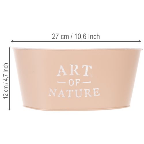 Oval blomsterskål i sink, antikk rose, blomsterpotte, 27×18 cm, H12,5 cm | Floristik24.no