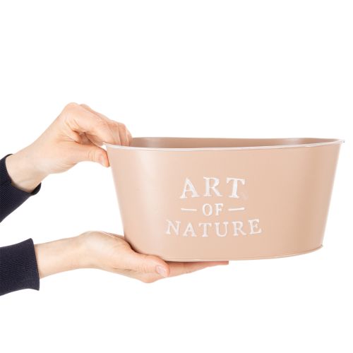 Oval blomsterskål i sink, antikk rose, blomsterpotte, 27×18 cm, H12,5 cm | Floristik24.no