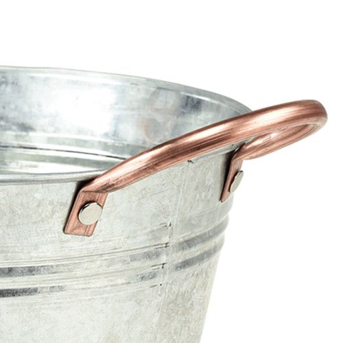 Floristik24 Blomsterskål rund med håndtak metallskål Ø24cm H10cm