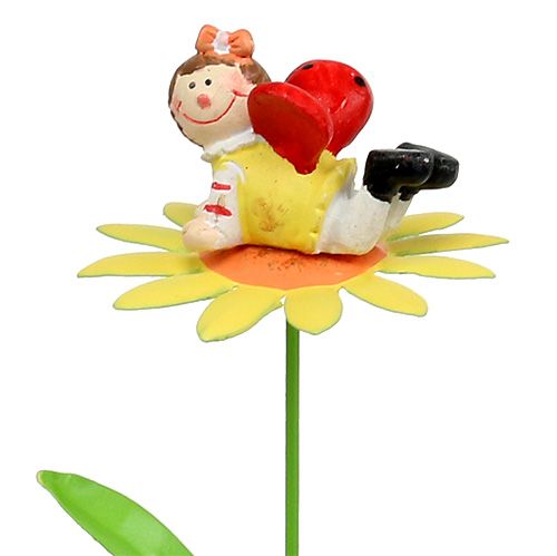 Floristik24 Blomsterplugg metallblomst sort. 6,5 cm L32 cm 4 stk