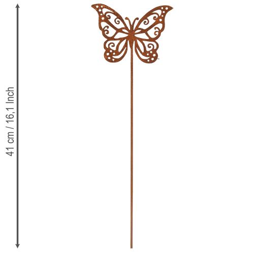 gjenstander Metallblomsterstaker, rustmønster, sommerfugldekorasjon, 10 × 7 cm, 3 stk.