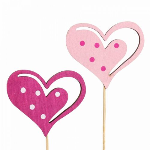 gjenstander Blomsterplugger Morsdag dekorative plugger hjerte rosa 7cm 12 stk