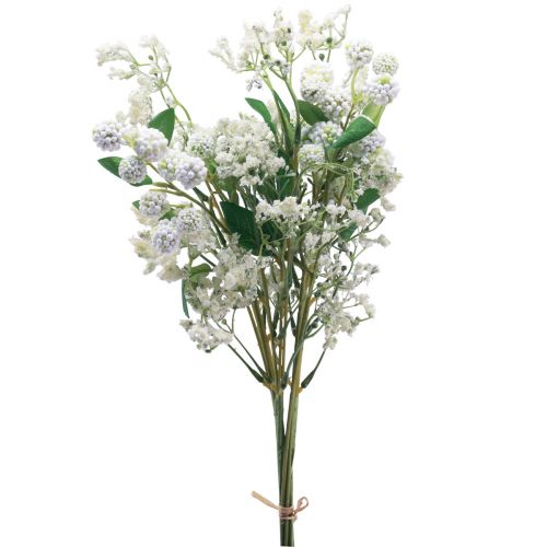 gjenstander Kunstig blomsterbukett silkeblomster bærgren hvit 48cm