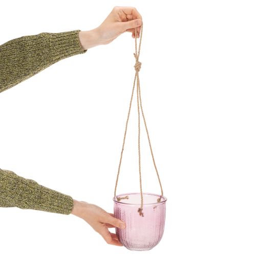 Glassblomsterpotte/hengelykt, lilla/grønn, 14 cm, 2 stk. | Floristik24.no