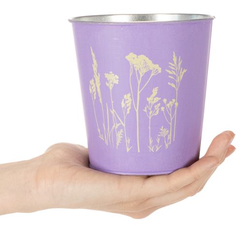Rund pastellfarget blomsterpotte med blomstermotiv til potteplanter, 12 cm, 3 stk. | Floristik24.no