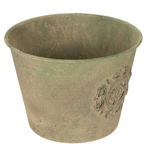 gjenstander Metallblomsterpotte, grønn, vintage, Ø22 cm–13,5 cm, sett med 3