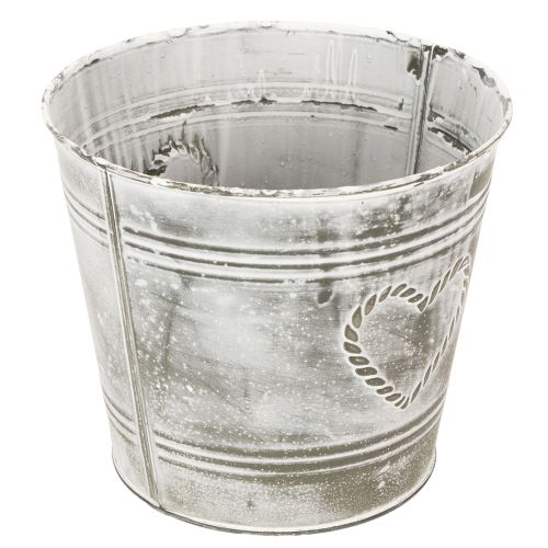 gjenstander Shabby Chic blomsterpotte, metallplanter, hjerteformet, Ø17,5 cm, H15,5 cm