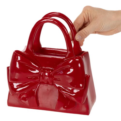 Dekorativ håndveskevase med sløyfe, blank, 22 cm | Floristik24.no