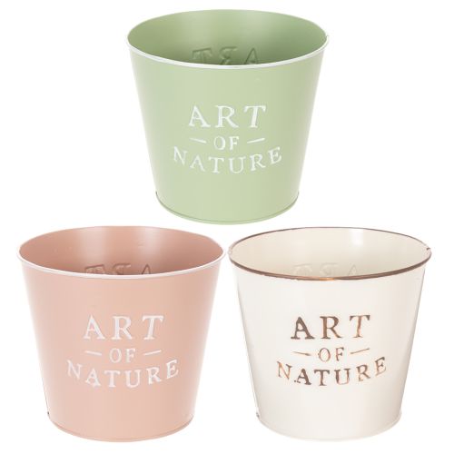 Sett med 3 runde blomsterpotter i vintage-stil, 17 cm, pastellfarger kjøpe | Floristik24.no