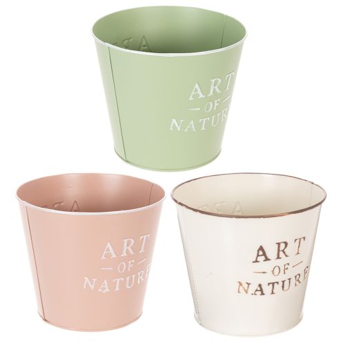 Sett med 3 runde blomsterpotter i vintage-stil, 17 cm, pastellfarger | Floristik24.no