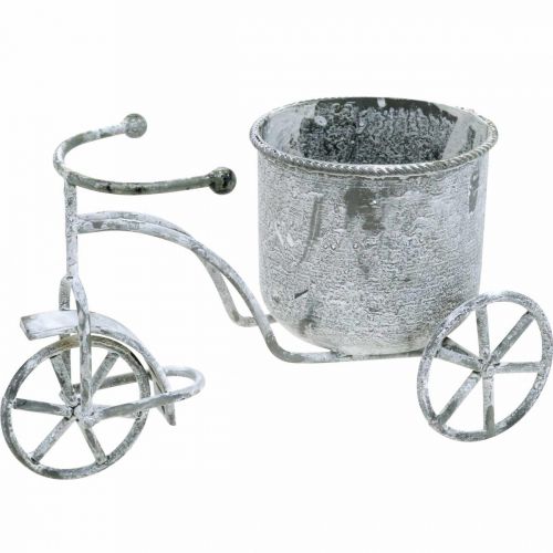 Floristik24 Urtepott sykkel metall vintage hvit vasket 24 × 13 × 14cm