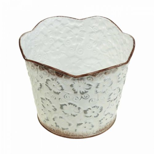 Floristik24 Blomsterpotte hvit metall cachepot plantepotte Ø13cm H11,5cm