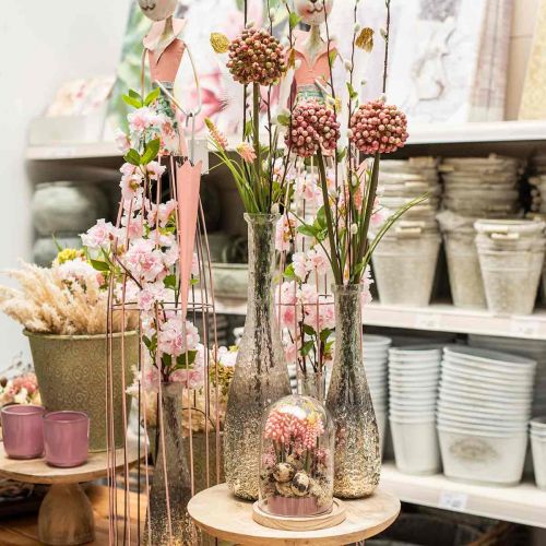 Floristik24 Blomstervase av glass, bordvase tofarget ekte glass klar, sølv H30cm