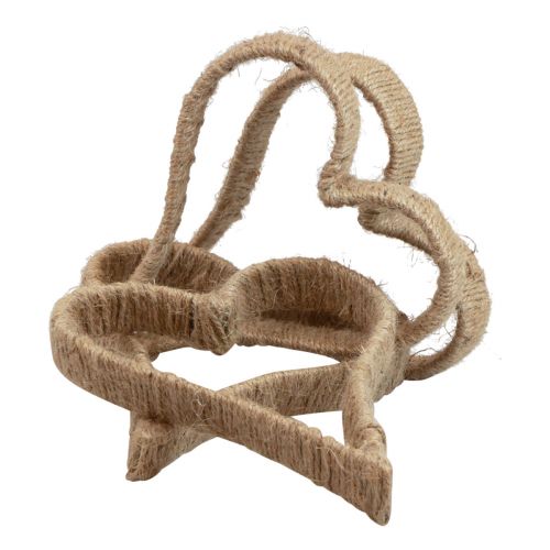 Floristik24 Boho stil, hjertemetallring dekorativ ring jutebånd 20cm 4stk
