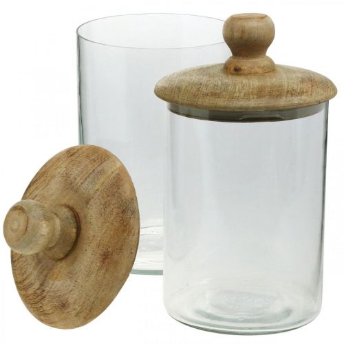 Floristik24 Glasskrukke med lokk, bonboniere, glasskrukke naturlig farge, klar Ø11cm H19cm 2stk