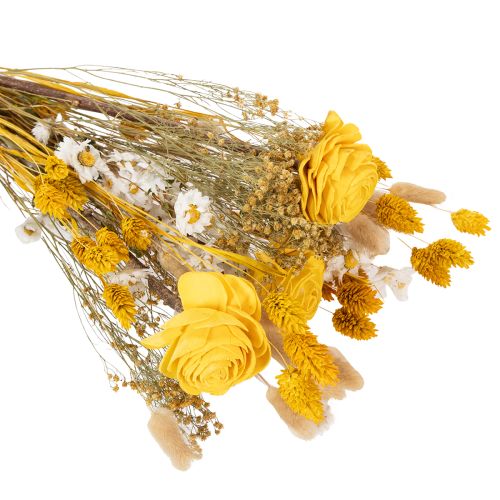 gjenstander Tørket blomsterbukett med roser laget av Sola-tre. Elegant bukett for naturlig hjemmedekorasjon. 50 cm