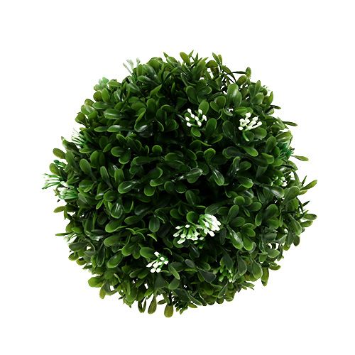 gjenstander Buksbomball med blomster grønn pyntekule Ø15cm 1stk
