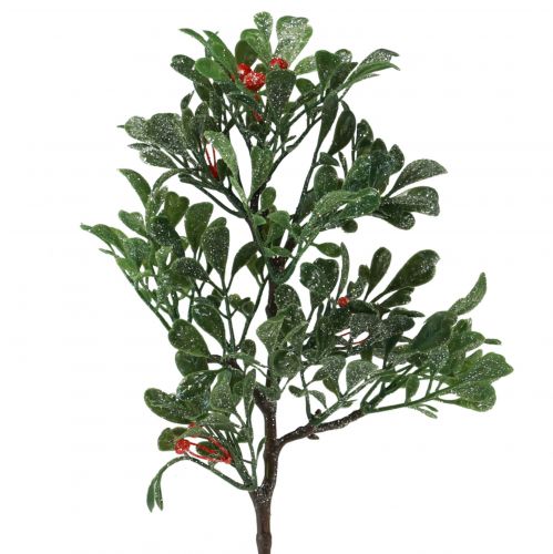 gjenstander Kunstig gren vintergrønne røde bær glitter frost 36cm