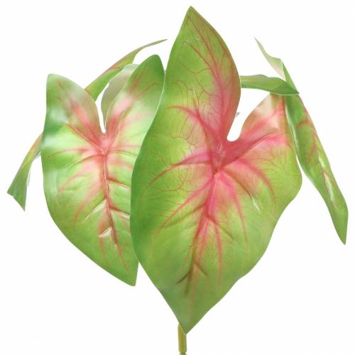 gjenstander Kunstig caladium seksbladet grønn/rosa kunstig plante som ekte!