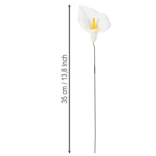 Kunstig calla med gul støvbærer, dekorative blomster, 35 cm, 10 stk. | Floristik24.no