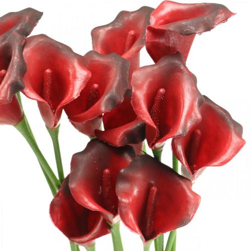 Calla røde bordeaux kunstige blomster i en haug 57cm 12stk