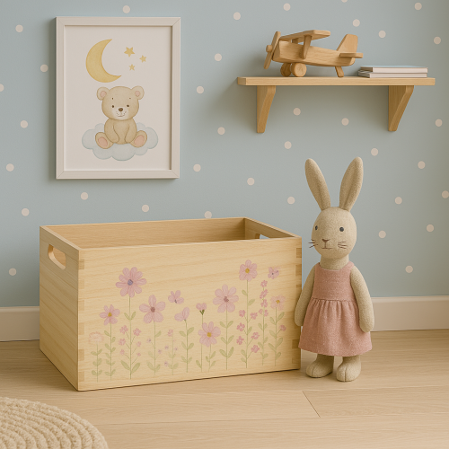 gjenstander Liten trekasse trekasse blomster sommerfugl 30x18cm