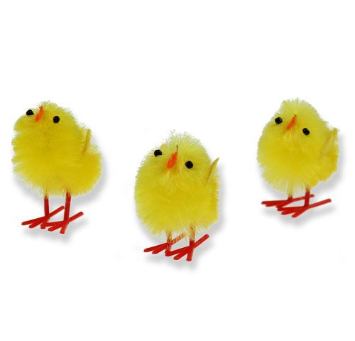 Floristik24 Chenille chick sett gul i eske 5cm 12stk